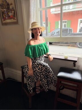 H&M Black and Cream Animal Print Maxi Skirt